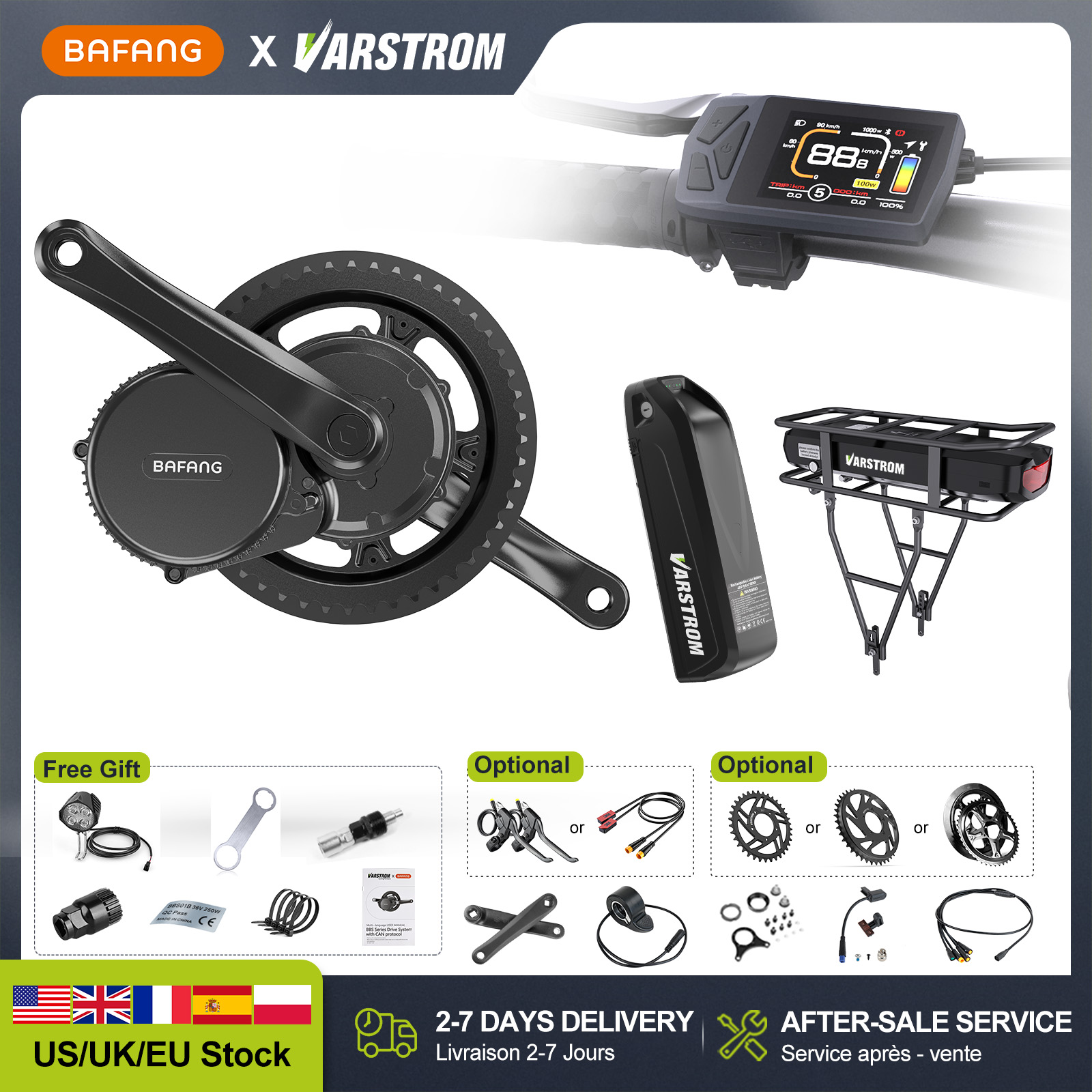 Side Hung Mid Drive Motor Kit - [미국 직배송] 바팡 48V 500W/750W/1000W 미드