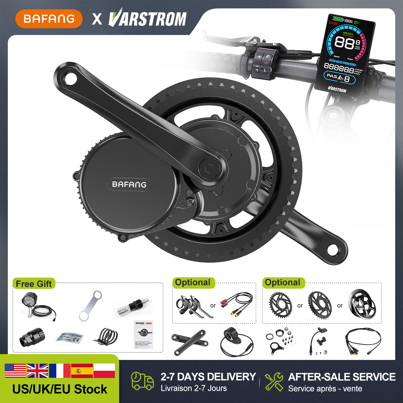 Side Hung Mid Drive Motor Kit - [미국 주식] 바팡 48V 500W 750W